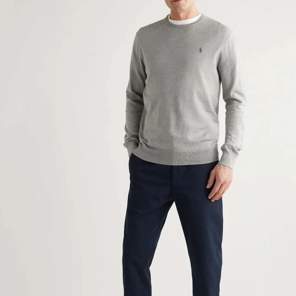 Polo Ralph Lauren Men's Gray Long Sleeve Crew Neck Pima Cotton Sweater Size XL